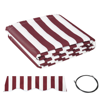 11' x 10' Retractable Awning Fabric Replacement Outdoor Sunshade Canopy Awning Cover, UV Protection, Red & White