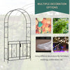 7.6FT Metal Garden Arch with Gate, Garden Arbor Trellis for Climbing Plants, Roses, Vines, Wedding Arch, Black