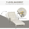 Outdoor Folding Chaise Lounge Chair Recliner with Portable Design, Adjustable Backrest, Cushion and Headrest, Cream White