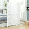 3-panel Wall Partition Farmhouse Room Separator with Foldable Design Wooden Frame 5.6FT, White