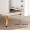 Bedside Table, Nightstand with 2 Drawers, Side End Table with Metal Legs for Bedroom, White