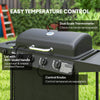 4+1 Burner Propane Gas BBQ Grill, Portable Gas Barbecue Grill with Side Burner, Thermometer, Lid, Side Table, Shelf, Spice Rack, Wheels, Grease Cup for Garden, Black