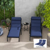 Patio Chaise Lounge Chair Cushions Replacement Sun Lounger Pads with Headrest and Ties, Set of 2, Dark Blue