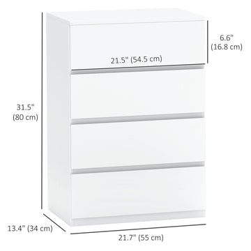 4 Drawer Chest Storage Cupboard Freestanding Drawer Unit, Black