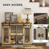 47in Dog Crate Furniture with Divider Panel, Wooden Dog Kennel TV Stand for Large Dogs, Pet House Side Table for 2 Small Dogs with Two Rooms Design, 2 Sliding Doors, Oak
