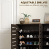 Narrow Shoe Cabinet with Slatted Doors, Adjustable Shelves for 20 Pairs of Shoes, Shoe Cabinet for Entryway