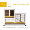 Wooden Rabbit Hutch, Indoor Bunny Cage with Wheels, Pull Out Trays, Run, Grey