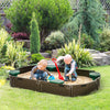 Kids Sandbox with Cover, Seat, Sandbox Outdoor for Backyard, Brown