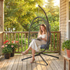 Hanging Egg Chair with Stand, Foldable Wicker Rattan Swing Chair with Thick Cushion and Safety Rope, Grey