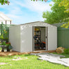 9.1'x6.4'x6.3' Garden Storage Shed w/ Foundation Kit Metal Tool Storage House w/ Double Doors, Silver
