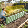 8 x 1.3 x 1.5ft Galvanized Raised Garden Bed, Reinforced Outdoor Planter Box with Open Bottom, Green