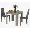 Dining Table Set for 2, Square Kitchen Table and Chairs, Dining Room Table and PU Leather Upholstered Chairs, Grey