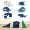 Qaba 7-Piece Baby Soft Play Set, Indoor Soft Play Gym Activity Play Set for Crawling, Sliding and Playing, Navy Blue
