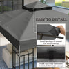 10' x 10' Gazebo Canopy Replacement Cover, 2-Tier Garden Gazebo Roof Replacement, UPF30+, TOP COVER ONLY, Dark Grey