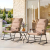 3-Piece Outdoor Foldable Rocking Chair Set, Light Brown