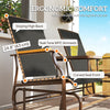 Outdoor 2-Person Glider Bench, Outside Swing Glider Chair Loveseat with Breathable Mesh, Table, Steel Frame, Black