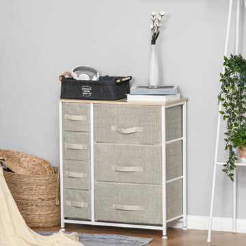 Dresser for Bedroom with 7 Drawers, Chest of Drawers with Metal Frame, Fabric Dresser for Living Room, Light Grey