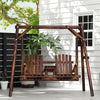 Wooden 2-Seat  A-Frame Porch Swing Rustic Patio Bench Outdoor Furniture  w/ Table