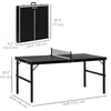 Soozier Mini Folding Table Tennis Table with Aluminium Frame, Portable Outdoor Ping Pong Table with Net for Indoor Outdoor Garden Camping, Black
