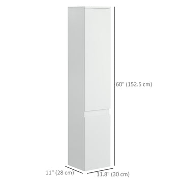 Tall Bathroom Cabinet, Narrow Bathroom Storage Cabinet with Doors, Drawer and Adjustable Shelves, High Gloss White
