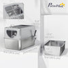 Stainless Steel Cat Litter Box with Lid, Extra Large Enclosed Litter Box with Top Litter-Catching Holes, Scoop, Silver