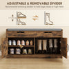 Shoe Storage Bench, Entryway Bench with 2-Tier Cabinet, Flip-Top Storage, Padded Cushion for Hallway, Rustic Brown