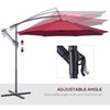 10' Deluxe Patio Umbrella, Outdoor Market Parasol, Banana Hanging Offset Sunshade with Crank, Cross Base, Wine Red