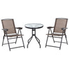 Folding Outdoor Bistro Set, Patio Table and Chairs with Reclining Backrest and Round Dining Table, Brown