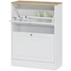 Slim Shoe Storage Cabinet, Modern Shoe Cabinet with 2 Flip Drawers and Adjustable Shelves for 8-12 Pairs, White