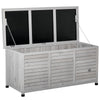 75 Gallon Wooden Storage Box patio Deck Box Bench, Garden Backyard Outdoor Storage Container with Aerating Gap & Weather-Fighting Finish, Grey