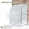 7' x 3' x 7' Outdoor Lean-to Walk-In Greenhouse w/ Roll-up Mesh Windows, Zipper Door and 3-Tier Shelves, White