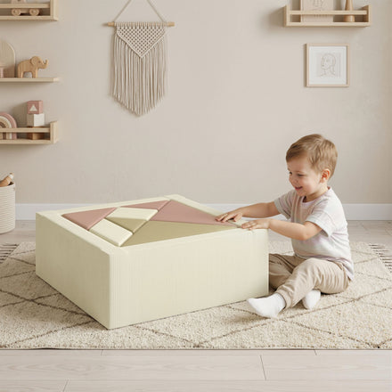 Toddlers Climbing Toys, 9-Piece Foam Climbing Blocks with Tangram Play, Washable Covers for Crawling or Ball Pit Play, Beige
