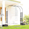 Garden Arch Outdoor Trellis Arbor with 2 Planter Boxes, 109.4