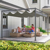 10x7ft Pergola with Retractable Roof Outdoor Patio Sun Shelter Garden Grape Tent Water-resistant Yard Shade