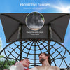 Double Wicker Egg Swing Chair with Canopy, Foldable Hanging Egg Chair with Stand Cushion Headrest
