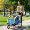 2-in-1 Bike Trailer for Kids, Foldable 2-Seat Baby Stroller with 5-Point Harness, Rubber Wheels, Storage Bag