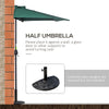 9ft Half Round Patio Umbrella, Outdoor Market Patio Table Umbrella Parasol with Crank Mechanism, 5 Ribs, Dark Green