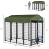 Outdoor Dog Kennel, Lockable Pet Playpen Crate, Welded Wire Steel Fence, Rotating Bowl Holders