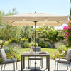 6.5x4ft Rectangle Patio Umbrella Aluminum Tilt Adjustable Garden Parasol Sun Shade Outdoor Canopy Beige