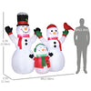8ft Inflatable Christmas Snowman Family with A Red Bird, Blow-Up Outdoor LED Yard Display for Lawn Garden Party