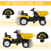 Ride on Toy Dump Truck for Kids, Pedal Construction Car with Detachable Trailer for 3 Year Old, Yellow