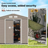 11' x 9' Metal Storage Shed Garden Tool House with Double Sliding Doors, 4 Air Vents for Backyard, Patio, Lawn Dark, Distressed Light Brown