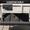 Convertible Patio Swing Bed with Canopy and Cushions, 3 Seater Porch Swing for Outdoor, Backyard, Garden, Dark Grey