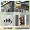 6.5x4FT Galvanised Metal Shed with Foundation Kit, Lockable Garden Tool Storage House with Sliding Doors, Vents, Light Grey