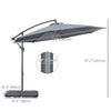 9.6ft Offset Patio Umbrella Garden Hanging Parasol Banana Cantilever Umbrella with Base, Crank