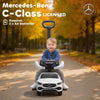 Qaba Licensed Mercedes-Benz Push Car for Toddlers, 2-in-1 Sliding Walking Car with Push Handle, Horn, Guardrail, White