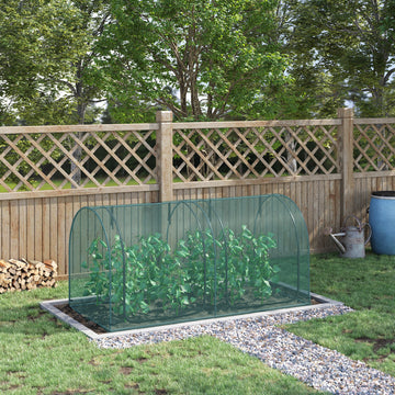 8' x 4' Crop Cage, Plant Protection Tent, with Two Zippered Doors and 4 Ground Stakes, for Garden, Yard, Lawn, Dark Green
