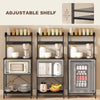 Kitchen Baker's Rack with Power Outlet, Coffee Bar Station with Adjustable Shelves and Hooks, Distressed Black