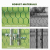 Large Metal Chicken Run with Waterproof & UV-Resistant Cover, Feeding Door, Hanging Feeder, Perch, for 24-30 Chickens