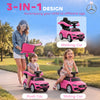 Qaba 3 in 1 Toddler Push Car Licensed Mercedes-Benz with Push Handle, Canopy, Guardrails, Horn, Music for 18-36 Months, Pink